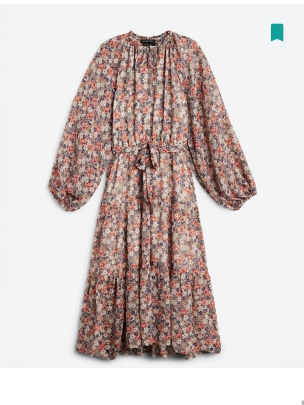 MINKPINK Floral Midi Dress in Peach, Navy & Cream